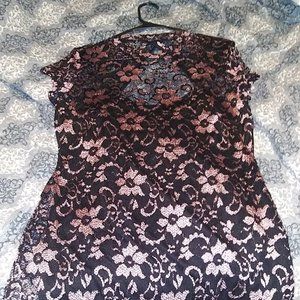 No Boundaries Pink with Black Lace Dress